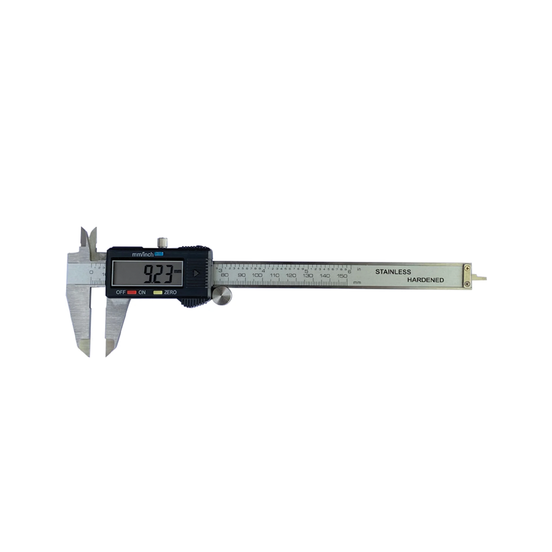150mm digital caliper with LCD display and stainless steel body — precise measuring tool for makers and engineers.