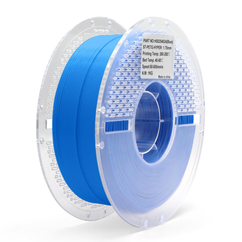 Blue PETG Hyper filament spool for 3D printing — durable, high-speed, and easy-to-print material with smooth layer finish.