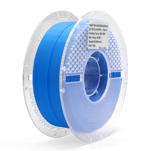 Blue PETG Hyper filament spool for 3D printing — durable, high-speed, and easy-to-print material with smooth layer finish.