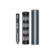 Electric precision screwdriver set with digital display, multiple magnetic bits, and cylindrical storage case — compact and rechargeable design.