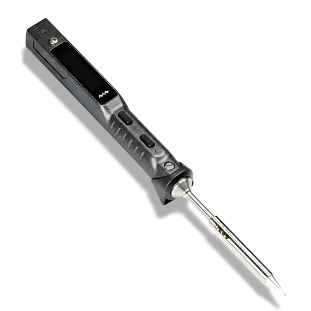 TS101 smart soldering iron with digital display, interchangeable tip, USB-C powered — compact and precise tool for makers.