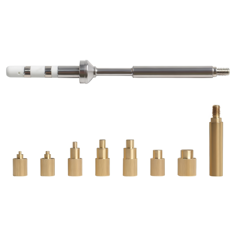 TS101 soldering iron tip kit with brass insert tips for installing threaded inserts in 3D printed parts — precision tool for makers.